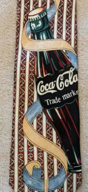 New Vintage 1993 Coca Cola Necktie Coke Bottle 100% Silk Tie