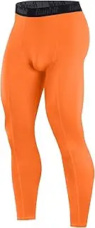 [Runhit] Men s Compression Pants Running Tights Workout Leggings Athletic Base Layer Pants for Sports Yoga Basketball Orange M