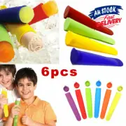 6pcs Safe Silicone Ice Mould Cream Block Molds Icy Pole Jelly Pop Popsicle Maker