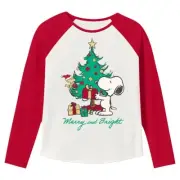 Baby Raglan Graphic Tee Jumping Beans Peanuts Snoopy "Merry and Bright" - 12M