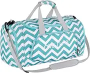 [MOSISO] Polyester Fabric Foldable Travel Luggage Multifunctional Duffels Lightweight Shoulder for Men/Ladies Gym Bags, Sports, Vacation, Chevron Hot Blue