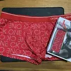 Calvin Klein Men's CK ONE Microfiber Low Rise Trunk Red with White Star Logos M