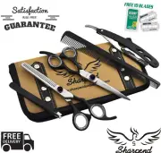 6" BLACK Color Professional Salon Barber Hair Cutting Scissors Thinners Kit US