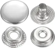 uxcell 60 Sets Press-Stud Cap Buttons 15mm Metal Snap Fastener Alloy Sew-on Snap Buttons for Bags Leathers Marine Boats Canvas, Silver