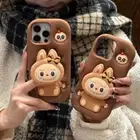 Cute Labubu 3d Phone Case For iPhone 11 12 13 14 15 16 Pro Max Soft Toy Cover