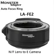Monster auto focus LA-FE2 AF Adapter Ring for Nikon F Lens to Sony FE A9 Camera