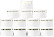 MYOC White Plastic Jar with Dome Lid 100gm (3.5 Oz) Refillable Make-up Cosmetic Jars Empty Face Cream Eye Shadow Lip Balm Lotion Storage Container Pot Case (Pack of 12)