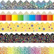STARLIBOO 100 Ft Bulletin Board Borders, 100 Sheets Border Trim, Adhesive Decoration Bulletin Board Border for School/Classroom/Office(5 Designs)