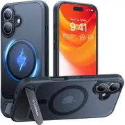 Torras iPhone 16 (6.1") Pstand Case - Black MagSafe Compatible - Built-in Versatile Seamless Stand [X00FX1931]