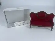 BOMBAY O-MINO RED COUCH Dollhouse Miniature Furniture Red Velvet Wood Settee
