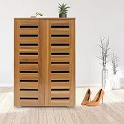 4 Tier Wooden Shoe Cabinet Storage Shoe Rack Organiser with Adjustable Shelf for 20 Pairs Shoes Oak