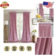 Elegant Blush Pink Velvet Curtains, 52"W x 90"L - Thermal Insulation & Light ...