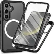 Magnetic Case for Samsung Galaxy S24 Plus Full Body, [Compatible for MagSafe] Built-in Screen Protector, 360 ° Protective Shockproof, Heavy Duty Bumper Phone Case Slim Back Cover(Black)