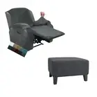 MAXIJIN Small Size Velvet Recliner Chair Cover + Small Size Velvet Ottoman Co...