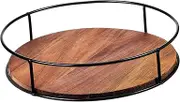 CORHAD Rotating Round Serving Tray Elegant Wood Vanity Tray Organizer with Ample Capacity for Centerpieces Dresser Kitchen Table Decor