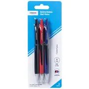J.Burrows Retractable Gel Pens Assorted 3 Pack