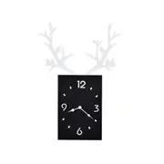 Vintage Wooden Wall Clock Antlers Design Modern Nordic Style Art Wall Clock Watch Home Office Cafe Pendant Decoration