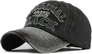 [YULOONG] Vintage Baseball Cap Embroidery Black Washed Denim Trucker Cap 100% Cotton Sun Hat for Men Women Adjustable Size