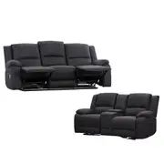 Anderson 2+3 Seater Fabric Electric Recliner Sofa Lounge Chair Set Jet