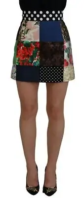 Dolce & Gabbana Chic Multicolor Patchwork Mini Women's Skirt Authentic