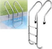 Stainless Steel Swimming Pool Ladder,with 2/3 Steps and Handrails,Weight Capacity 550 Lbs,for Lakes and Swimming Pools(3-steps1.0mm)