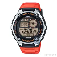 在飛比找蝦皮購物優惠-【CASIO】卡西歐多時區鬧鈴電子錶-黑橘 / AE-210