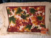 New Set of 6 Nidico Placemats Harvest Autumn Fall Leaves 13x19 Fabric Fringe