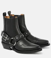 [Ganni] Ganni Embroidered faux leather cowboy boots AU 6 black