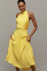 NWT ANTHROPOLOGIE MAC DUGGAL HALTER PLEATED MIDI DRESS- SIZE 4