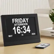 7" Digital Day Clock Calendar Alarm Black Large Display Easy to Read Home CH-BK