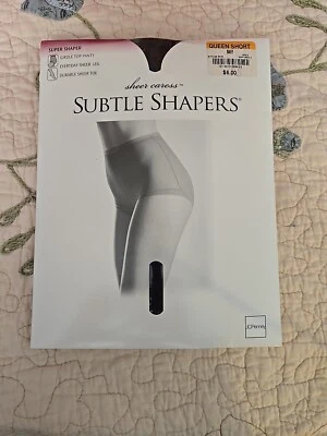 JC Penny Subtle Shapers Sheer Caress Pantyhose Size Queen Short NAVY