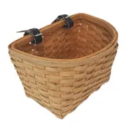Sunlite Wooden Classic Woven Basket with Leather Straps - Natural