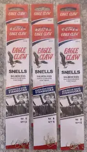 6 Packs Eagle Claw Salmon Egg Snells Size 6