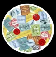 J. PETERMAN "Duster" Advertisement Collage Salad Plate(s) England Rare NEW