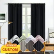 2X BLOCKOUT Pinch Pleat Textured Plain Curtain Top Quality Blockout Curtains