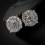 14k White Gold Plated 2Ct Round Cut Lab Created Diamond Cluster Stud Earrings