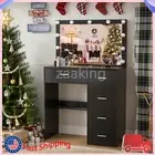 Vanity Table Makeup with 11 Led Lighted Mirror Dressing Set and 5 Drawers Black