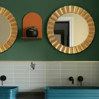 在飛比找樂天市場購物網優惠-歐式古典鏡子正圓形裝飾鏡浴室掛鏡防水防潮玄關鏡衛生間廁所鏡子