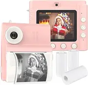 Labymos Kids Instant Print Camera Digital Camera for Kids 1080P Digital Video Camera Dual Lens 2.8 Inch IPS Screen Built-in Battery Photo Frames with 3 Rolls Printing Paper Neck Strap Birthday