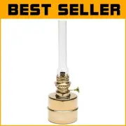Extra-Bright Kerosene Oil Lamp | Antique Polished Brass & Glass Chimney, 13"