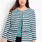 Talbots Striped Fringe Jacket Size 16 Petite