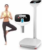 Digital Height and Weight Scale with LED Display – Smart BMI Scale 0.2-205kg & Telescopic Height Rod 72-210cm，USB Rechargeable，22 Body Data Analysis，for Weight/Height/BMI/Obesity,White