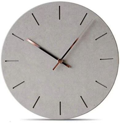 Modern Minimalist Concrete Hiding Gray Silent Wall Clock (Roman Numerals)