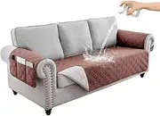 ZXMSTAR Waterproof Sofa Covers for Dogs Pets with Non Slip Backing Couch Seat Covers with Side Pocker for 3 Cushion Couch Washable Dog Couch Cover Protector (Coffee, 3-Seater)