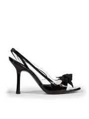Black Patent Bow Heeled Sandals
