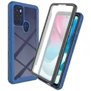 3-in-1 PC and TPU Hybrid Case with Full-Screen Protection for Motorola Moto G60S Compatible Mobile Phone Shell DarkBlue