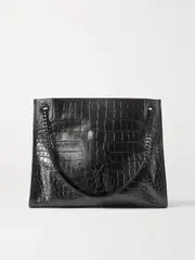 [SAINT LAURENT] SAINT LAURENT - Niki Medium Crinkled Croc-effect Leather Tote - Black - One size One size Black