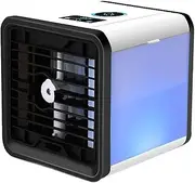 [Qianly] Mini Air Conditioner 7 Colors Light Humidifier with Large Water Tank Small Desktop Cooling Fan 3 Adjustable Speed for Indoor