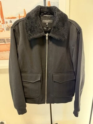 Rag & Bone Men's Black Dorset Wool Blend Flight Jacket