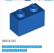 LEGO-NEW- Blue-BRICK 1X2-QTY 18